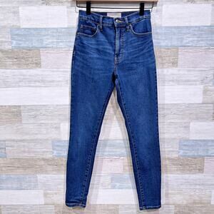 Everlane Authentic Stretch High-Rise Ankle Skinny Jeans Mid Blue Womens 23
